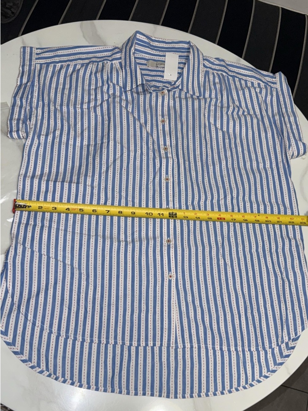 LOFT White and Blue Striped Button Down Shirt - Picture 13 of 15